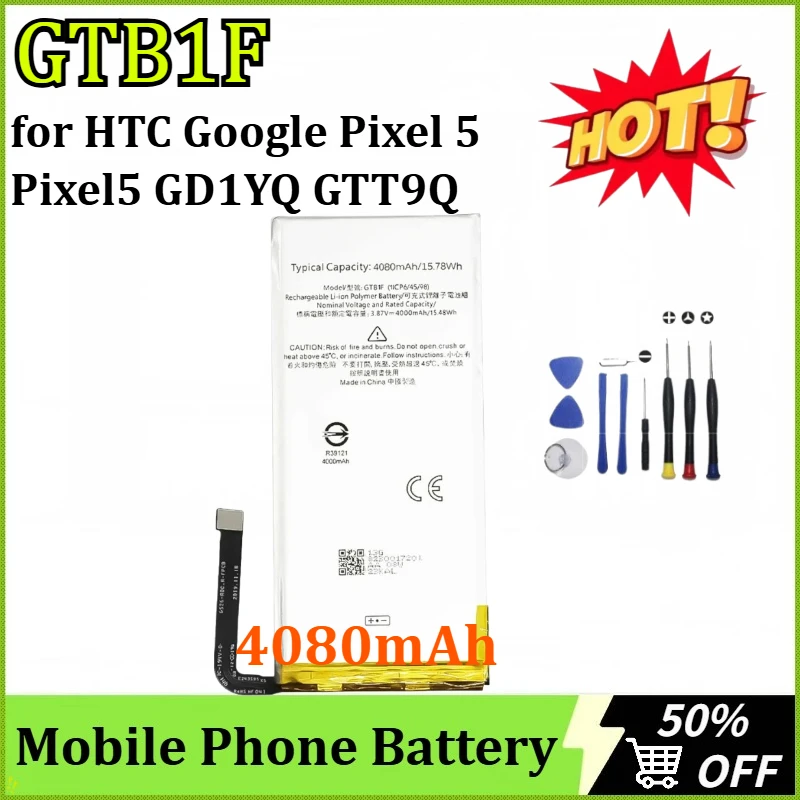 Новый сменный аккумулятор GTB1F 4080 мАч для HTC Google Pixel 5 Pixel5 GD1YQ GTT9Q, аккумуляторы для смартфонов на складе + инструменты
Новый сменный аккумулятор GTB1F 4080 мАч для HTC Google Pixel 5 Pixel5 GD1YQ GTT9Q, аккумуляторы для смартфонов на складе + инструменты
