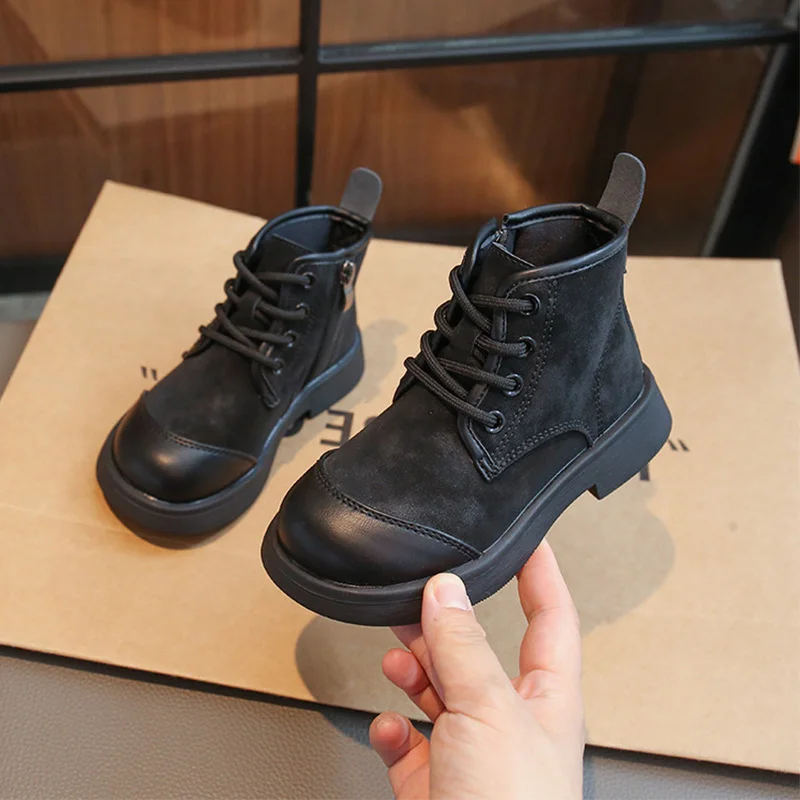 children girls ankle boots black for Girls Boys Lace Up Zip Autumn shoes 2023 kids square heel non-slip patchwork Sneakers 26-36
children girls ankle boots black for Girls Boys Lace Up Zip Autumn shoes 2023 kids square heel non-slip patchwork Sneakers 26-36