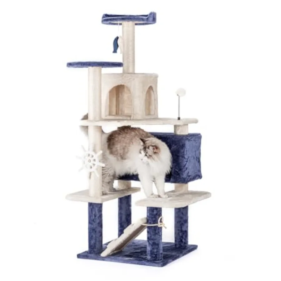 53 Inch Ocean Theme Cat Tree Tower Multi-Level Cat Furniture with Cozy Condo Scratch Posts Toy Ball Luxury rtment Playhouse for
53 Inch Ocean Theme Cat Tree Tower Multi-Level Cat Furniture with Cozy Condo Scratch Posts Toy Ball Luxury rtment Playhouse for