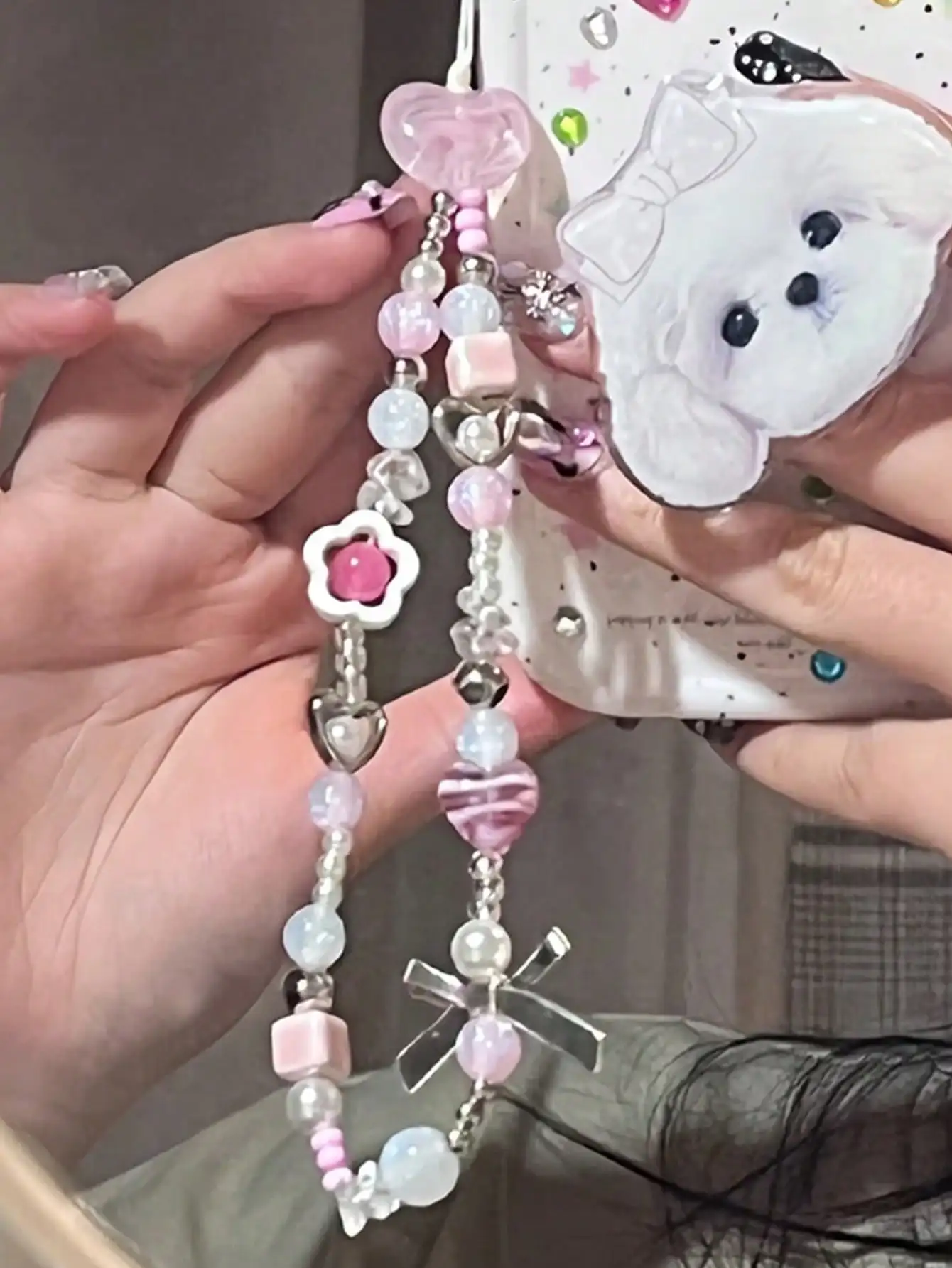 A Pink Heart-Shaped And Silver Bow Flower Bead Phone Strap, Flower Ccd Camera Strap, Polaroid Anti-Lost Wrist Strap Chain Decoration, Suitable For Phone, Bag, Keychain Accessory Gift, For Mother, Family, Friends, Birthday, Holiday Phone Charm, Phone Chain
A Pink Heart-Shaped And Silver Bow Flower Bead Phone Strap, Flower Ccd Camera Strap, Polaroid Anti-Lost Wrist Strap Chain Decoration, Suitable For Phone, Bag, Keychain Accessory Gift, For Mother, Family, Friends, Birthday, Holiday Phone Charm, Phone Chain
