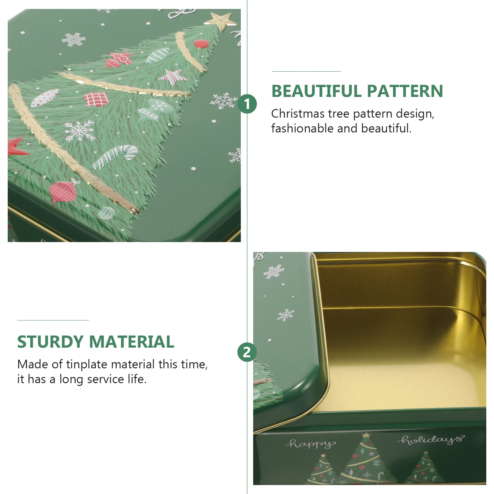 Christmas Gift Box Decorative Cookie Container Festive Tinplate Empty Boxes Green Christmas Tree Design Suitable for Various
Christmas Gift Box Decorative Cookie Container Festive Tinplate Empty Boxes Green Christmas Tree Design Suitable for Various