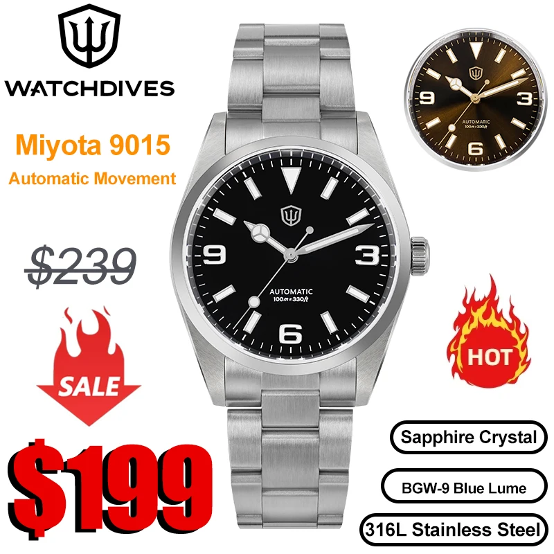 Watchdives WD6610 Mechanical Automatic Watches Miyota 9015 Sapphire 100M Waterproof 316L High Quality Retro Man Luxury Watches
Watchdives WD6610 Mechanical Automatic Watches Miyota 9015 Sapphire 100M Waterproof 316L High Quality Retro Man Luxury Watches
