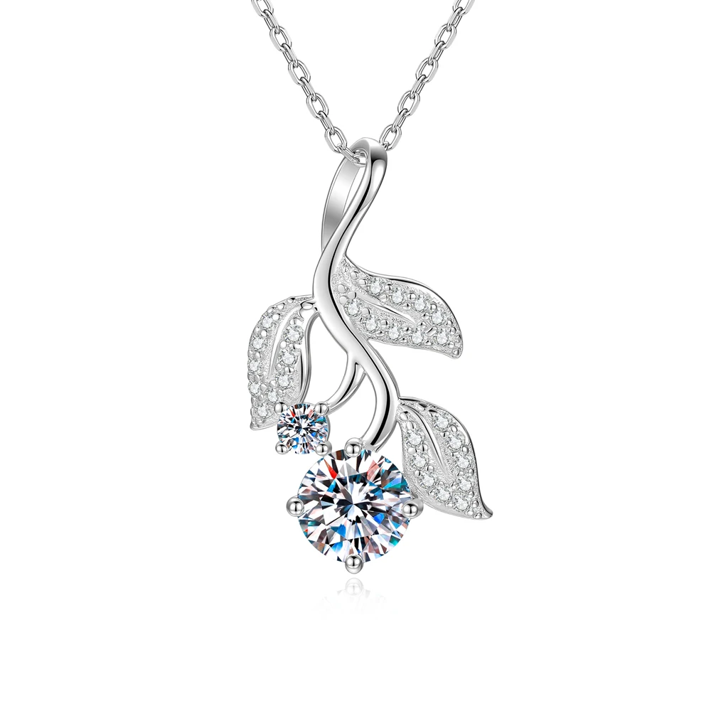 S925 Sterling Silver Necklace D Color 1.2CT Moissanite Fashion Tree Leaves Pendant Necklace For Women Party Jewelry Gift
S925 Sterling Silver Necklace D Color 1.2CT Moissanite Fashion Tree Leaves Pendant Necklace For Women Party Jewelry Gift