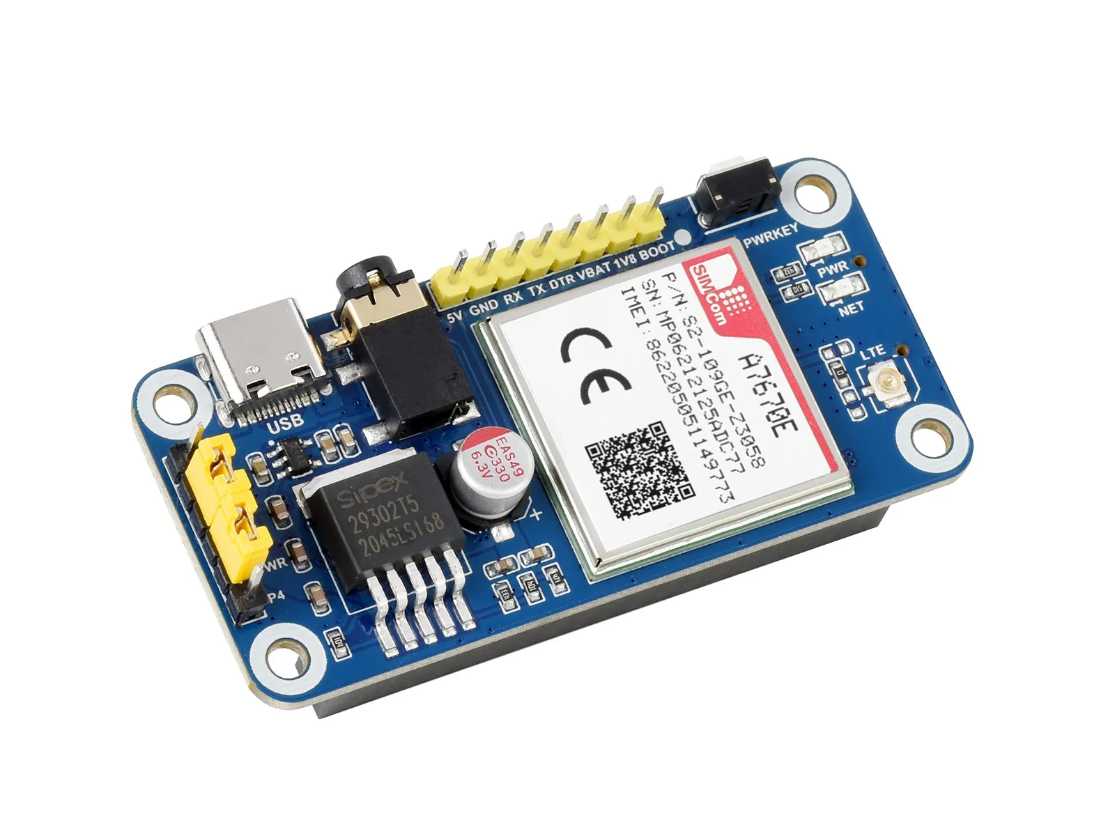Waveshare A7670E LTE Cat-1 HAT for Raspberry Pi,Multi Band,2G GSM / GPRS,LBS,for Europe,Southeast Asia,West Asia,Africa,China
Waveshare A7670E LTE Cat-1 HAT for Raspberry Pi,Multi Band,2G GSM / GPRS,LBS,for Europe,Southeast Asia,West Asia,Africa,China