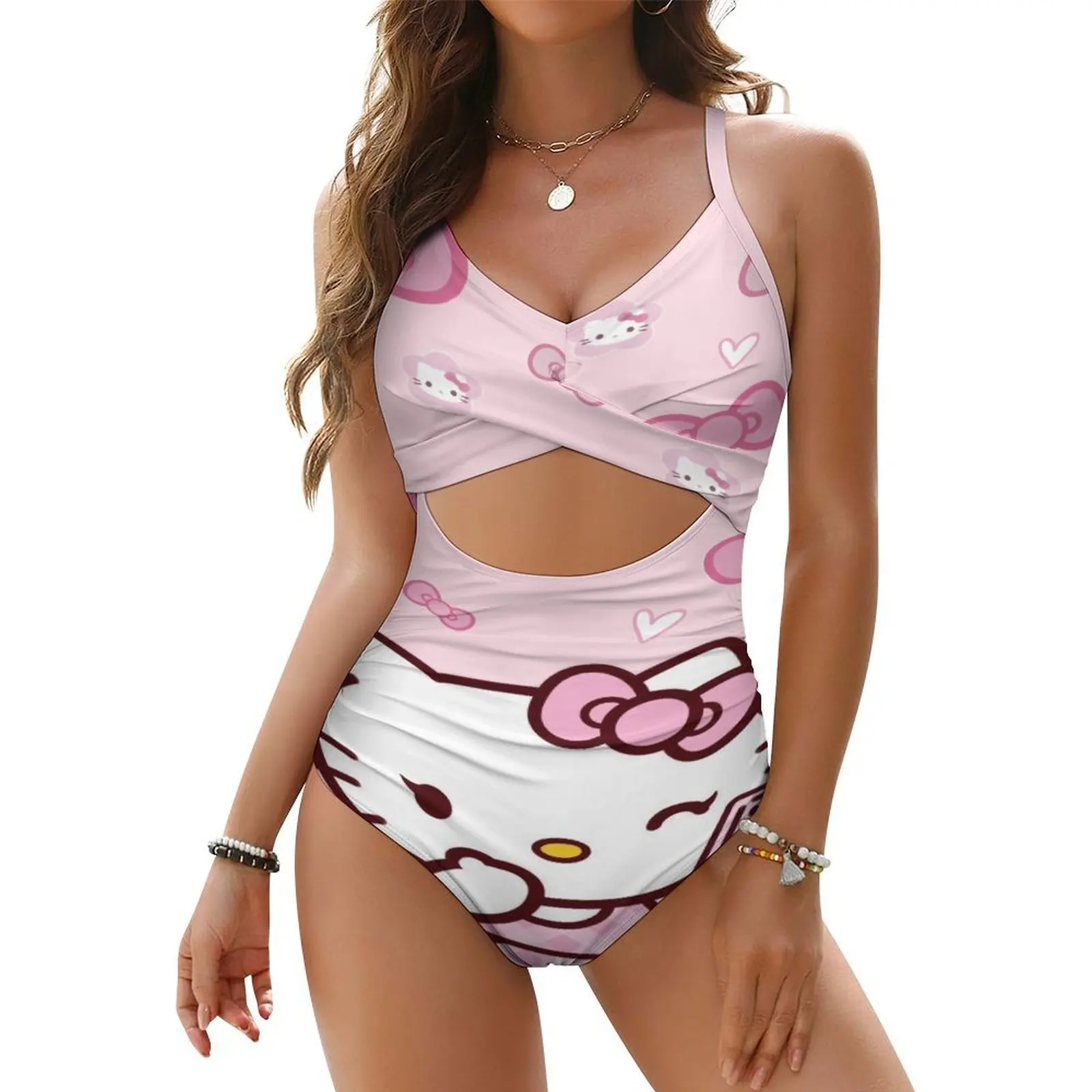 High-Quality Custom-Made Women'S Beach Essential One-Piece Swimsuit With Hello Kitty Pattern On The Back Of The Neck
High-Quality Custom-Made Women'S Beach Essential One-Piece Swimsuit With Hello Kitty Pattern On The Back Of The Neck