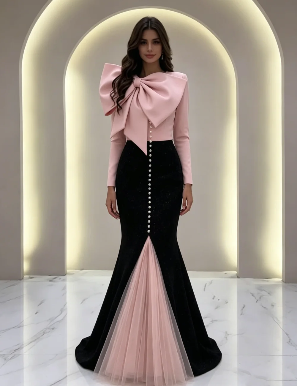 Customized Modest Modern Style Jersey Button Bow Tiered Mermaid High Collar Floor-Length Evening Dresses For Wedding Party
Customized Modest Modern Style Jersey Button Bow Tiered Mermaid High Collar Floor-Length Evening Dresses For Wedding Party