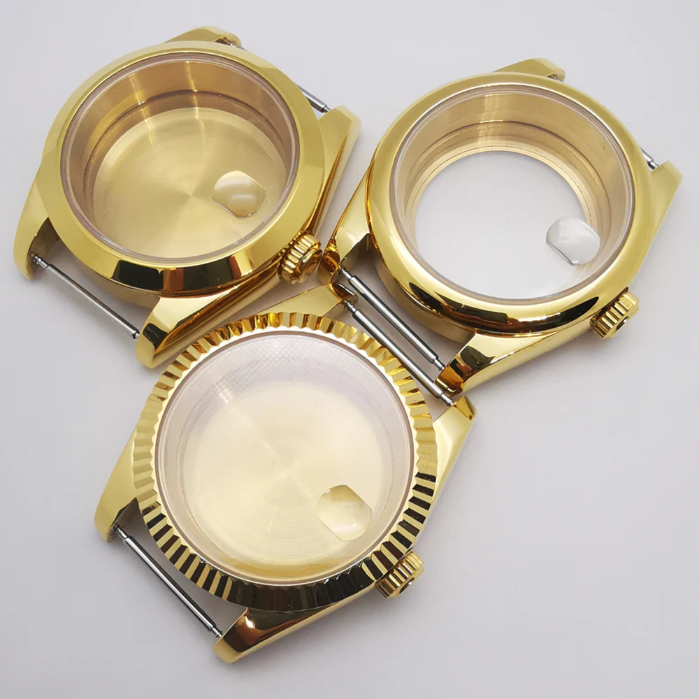 36mm/39mm gold sterile steel watch case sapphire glass fit NH35 NH36 ETA2824 PT5000 Miyota8215 DG2813 ETA2836 movement
36mm/39mm gold sterile steel watch case sapphire glass fit NH35 NH36 ETA2824 PT5000 Miyota8215 DG2813 ETA2836 movement