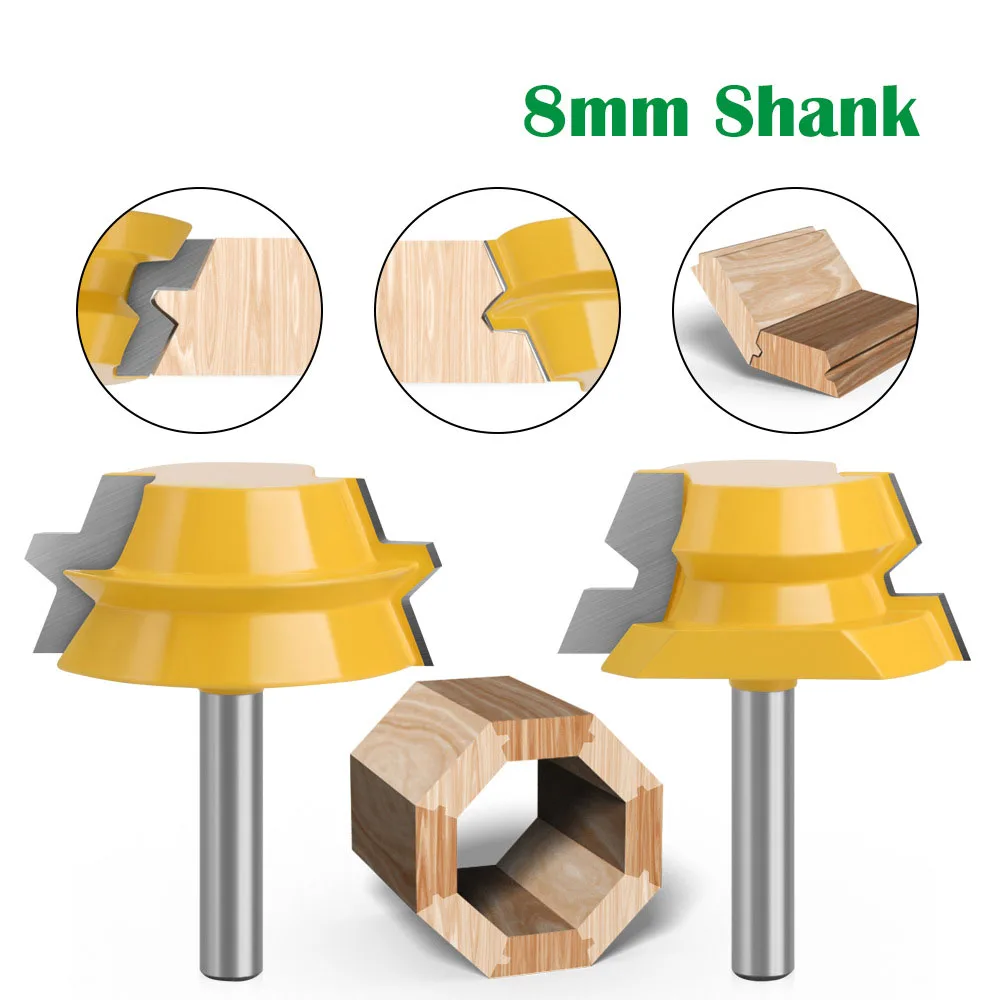 2PC/Set 8MM Shank Milling Cutter Wood Carving Lock Miter Tenon Router Bits 22.5 Degree Glue Joinery Milling Cutter Set for Wood
2PC/Set 8MM Shank Milling Cutter Wood Carving Lock Miter Tenon Router Bits 22.5 Degree Glue Joinery Milling Cutter Set for Wood