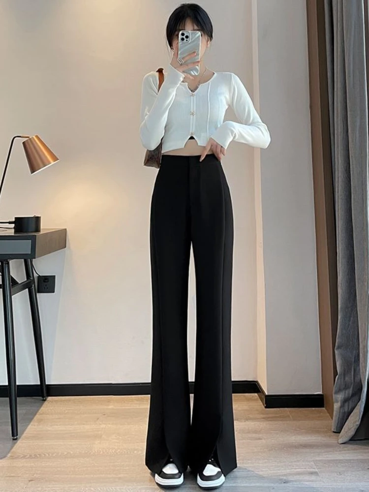 Women Autumn New Slim Split Flare Pants High Waist Chic Zipper Simple Casual Fashion Solid Color Versatile Trousers
Women Autumn New Slim Split Flare Pants High Waist Chic Zipper Simple Casual Fashion Solid Color Versatile Trousers