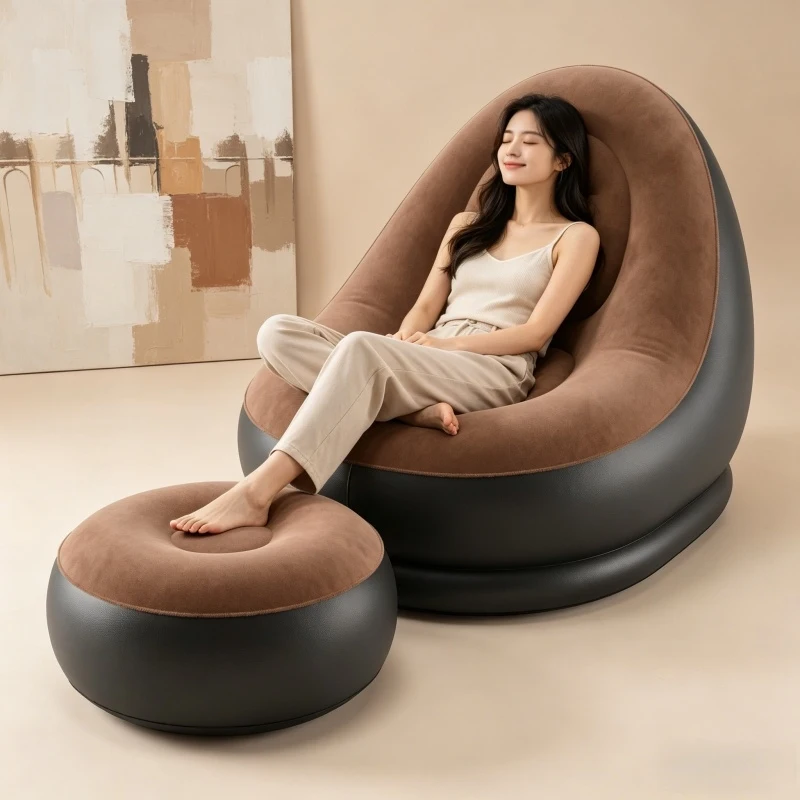 Outdoor Camping Inflatable Lounge Chair Lazy PVC Flocking Sofa with Foot Stool Folding Portable Air Couch Home Garden Use
Outdoor Camping Inflatable Lounge Chair Lazy PVC Flocking Sofa with Foot Stool Folding Portable Air Couch Home Garden Use