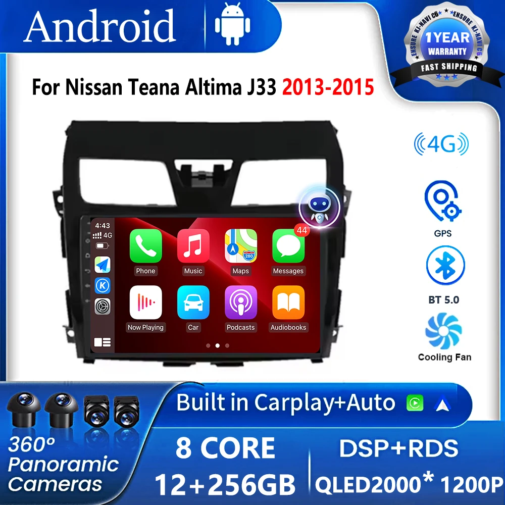 QLED Android 14 Auto For Nissan Teana Altima J33 2013 2014 2015 Car Radio Multimedia Video Player Navigation GPS Carplay WIFI+4G
QLED Android 14 Auto For Nissan Teana Altima J33 2013 2014 2015 Car Radio Multimedia Video Player Navigation GPS Carplay WIFI+4G