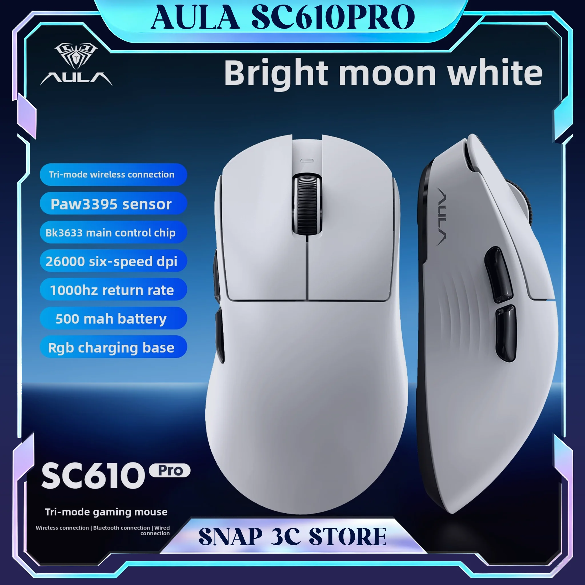 AULA SC610pro Wireless Gaming Mouse with RGB Charging Dock 3-Mode Bluetooth 2.4G Lightweight Esports Mice for Valorant Delta
AULA SC610pro Wireless Gaming Mouse with RGB Charging Dock 3-Mode Bluetooth 2.4G Lightweight Esports Mice for Valorant Delta