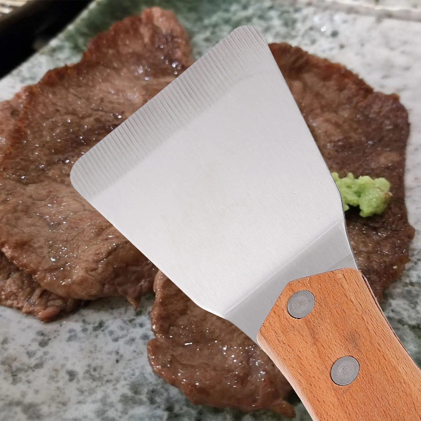 1Pcs Griddle Scraper Food Grade Stainless Steel Blade with Ergonomic Wooden Handle for Film Sticking Teppanyaki Pizza Bbq
1Pcs Griddle Scraper Food Grade Stainless Steel Blade with Ergonomic Wooden Handle for Film Sticking Teppanyaki Pizza Bbq