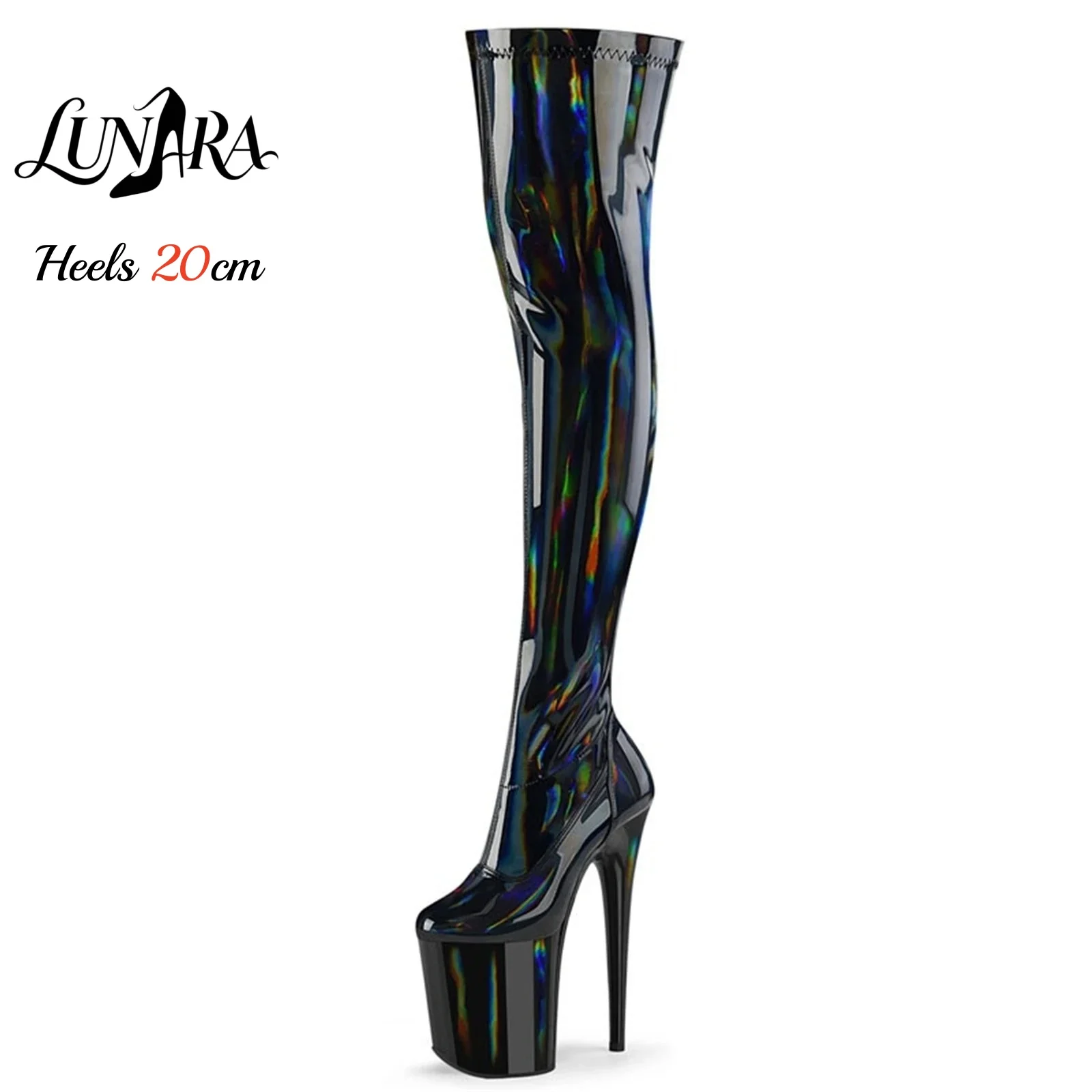 20cm/8Inch Holographic Patentleather Closedtoe Platform Stilettos Overknee boot Stripper shoes Pole dance Nightclub Rave Party
20cm/8Inch Holographic Patentleather Closedtoe Platform Stilettos Overknee boot Stripper shoes Pole dance Nightclub Rave Party