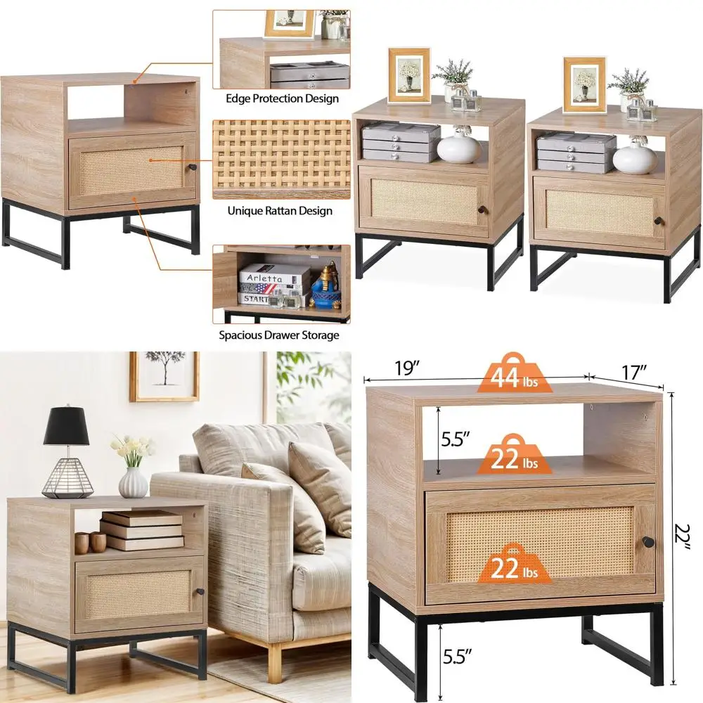 Пара деревянных приставных столиков с тумбой для хранения и полкой для гостиных и спален
Пара деревянных приставных столиков с тумбой для хранения и полкой для гостиных и спален