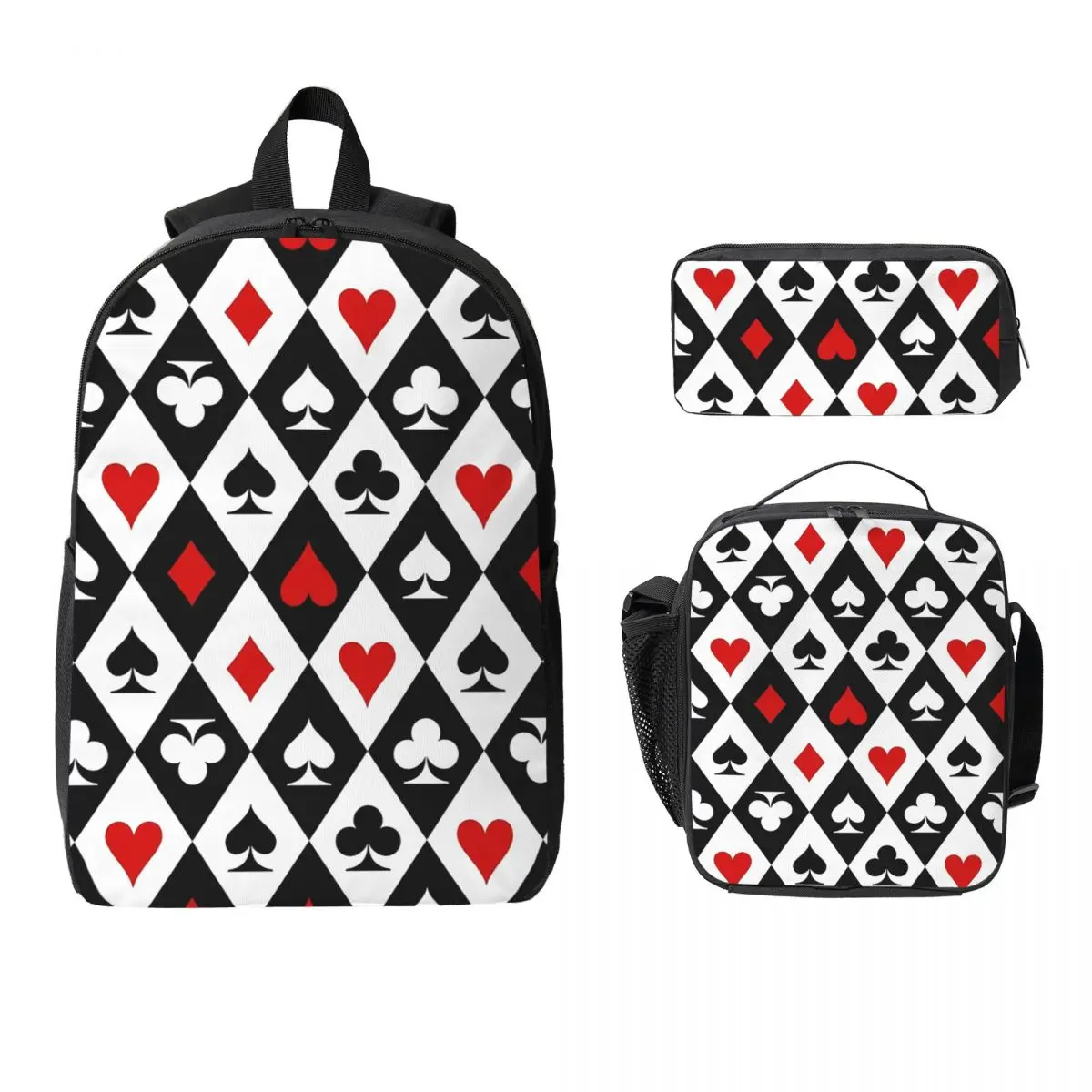 Playing Cards Suit Symbols Backpack Boys Girls BookBag School Bag Laptop Shoulder Bags 3ps Insulated Lunch Bag Pencil Case
Playing Cards Suit Symbols Backpack Boys Girls BookBag School Bag Laptop Shoulder Bags 3ps Insulated Lunch Bag Pencil Case