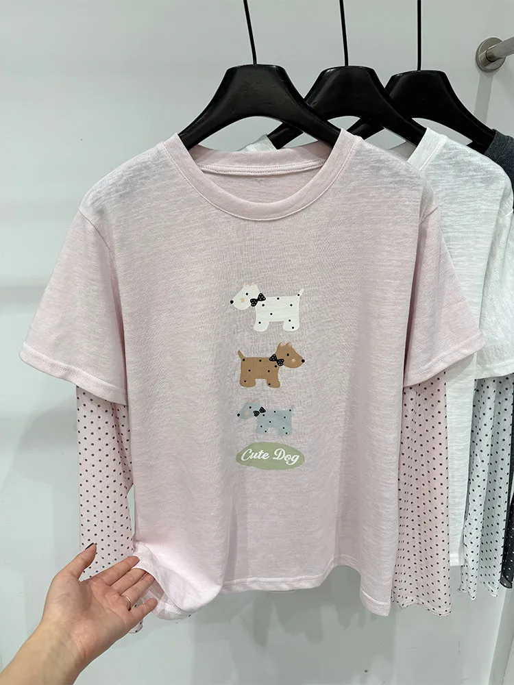 plus Size Women's Summer Loose Fit Polka Dot Sleeve Long Sleeve T-Shirt Fake Two-Piece Sun Protection Top Korean Style
plus Size Women's Summer Loose Fit Polka Dot Sleeve Long Sleeve T-Shirt Fake Two-Piece Sun Protection Top Korean Style