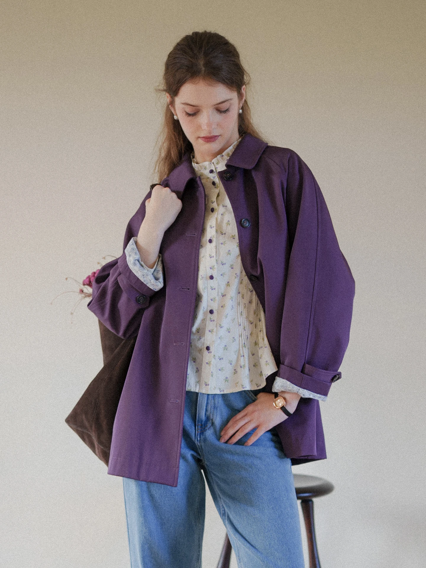 Classic MarchNoon Vintage Purple Cotton Blend Coat Long Trench Coat Loose Fit Style Commute Single Button Closure Short Length
Classic MarchNoon Vintage Purple Cotton Blend Coat Long Trench Coat Loose Fit Style Commute Single Button Closure Short Length