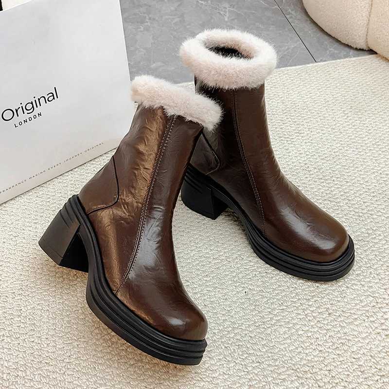 Winter Women Fur Platform Snow Boots High Heels Shoes 2025 Fashion Chunky Leather Shoes Warm Cotton Chelsea Boots Mujer Zapatos
Winter Women Fur Platform Snow Boots High Heels Shoes 2025 Fashion Chunky Leather Shoes Warm Cotton Chelsea Boots Mujer Zapatos