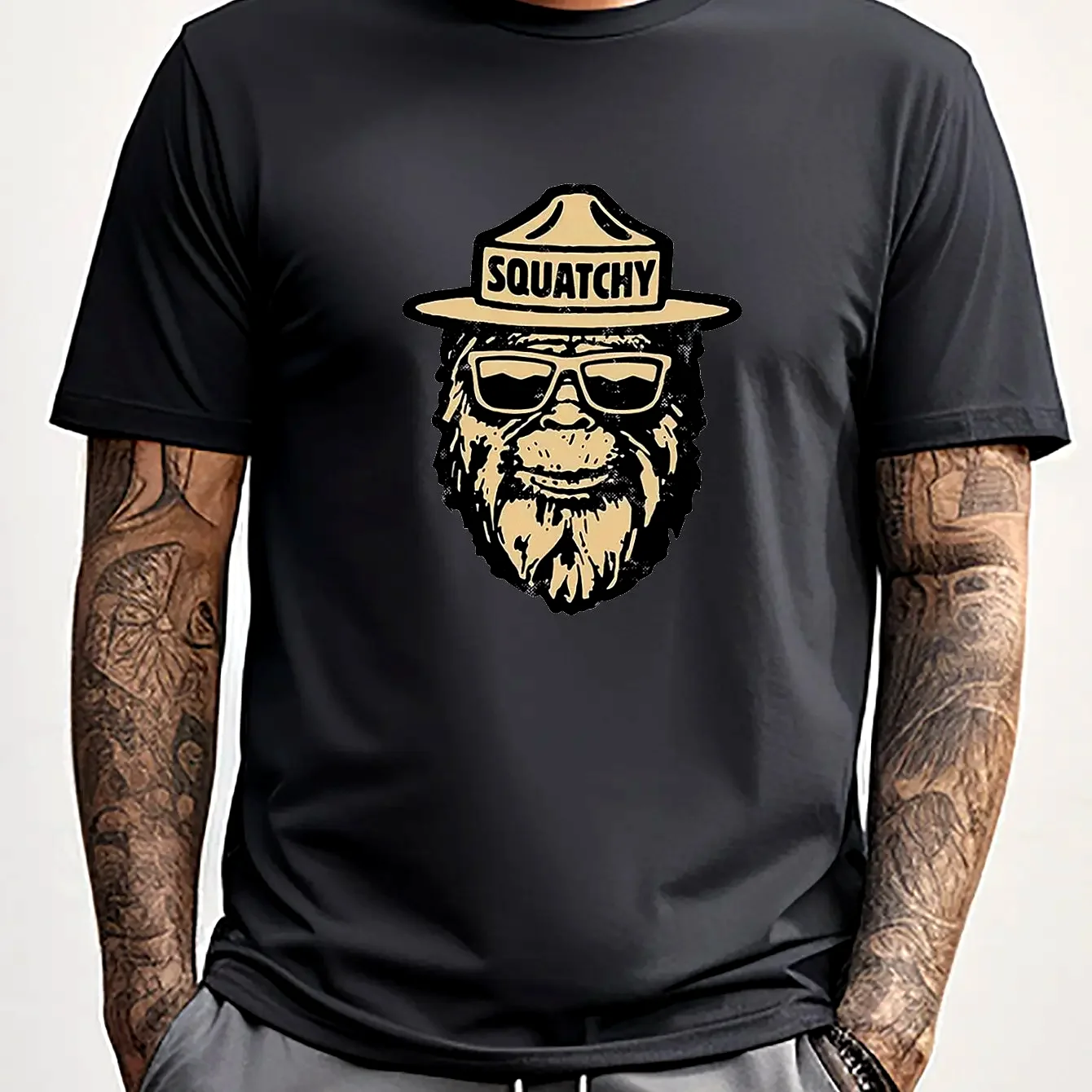 Squatchy Bigfoot T-Shirt Cool Sasquatch Graphic Tee for Men Fun Outdoorsy Design Casual Streetwear Shirt with Hat and Sunglasses
Squatchy Bigfoot T-Shirt Cool Sasquatch Graphic Tee for Men Fun Outdoorsy Design Casual Streetwear Shirt with Hat and Sunglasses