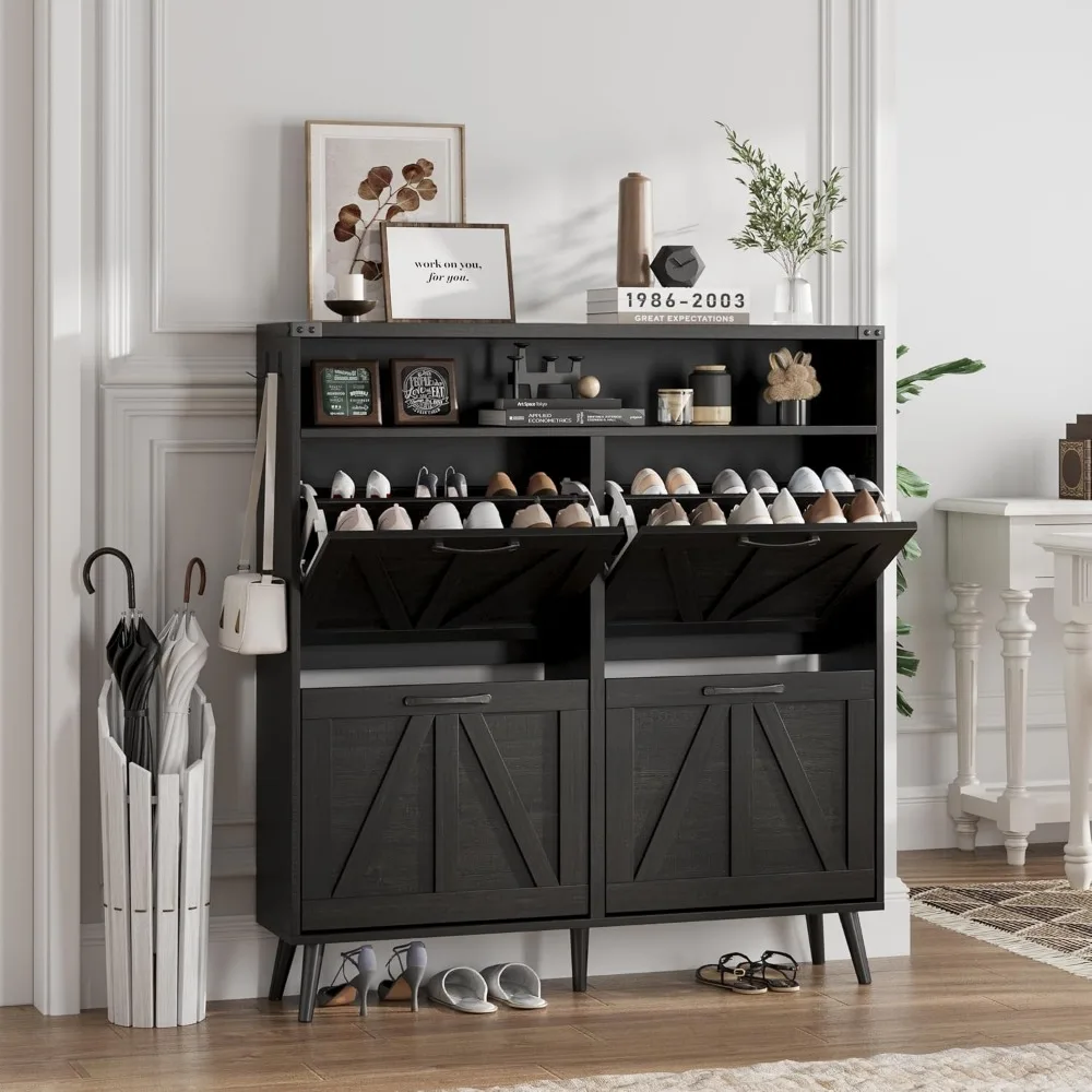 Shoe Cabinet Wtih 4 Flip Drawers,Shoe Storage Cabinet for Entryway,Freestanding Shoe Cabinet Organizer with Open Storage,Farmhou
Shoe Cabinet Wtih 4 Flip Drawers,Shoe Storage Cabinet for Entryway,Freestanding Shoe Cabinet Organizer with Open Storage,Farmhou