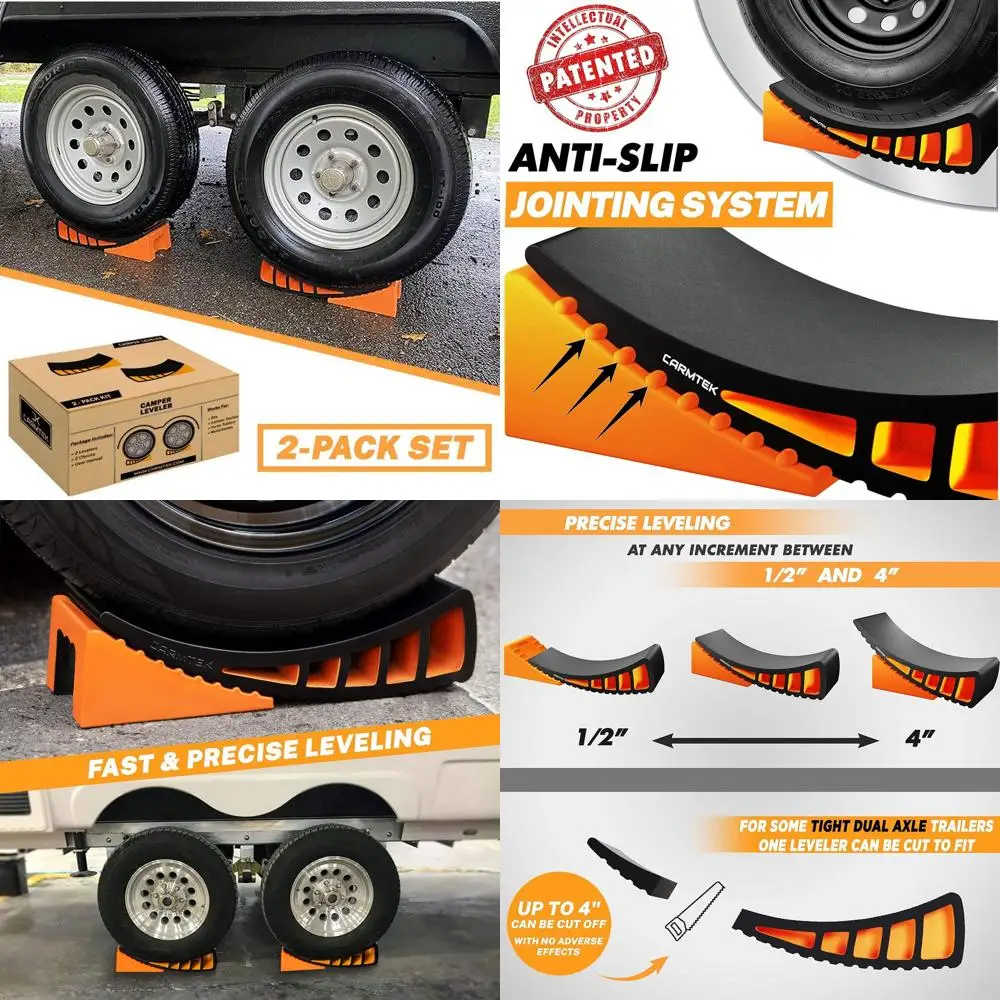 Комплект из 2 комплектов выравнивателей для кемпера CARMTEK | Изогнутые выравниватели автофургонов с колодками колес прицепа для двухосевых прицепов | Faster RV Leveling Sys
Комплект из 2 комплектов выравнивателей для кемпера CARMTEK | Изогнутые выравниватели автофургонов с колодками колес прицепа для двухосевых прицепов | Faster RV Leveling Sys
