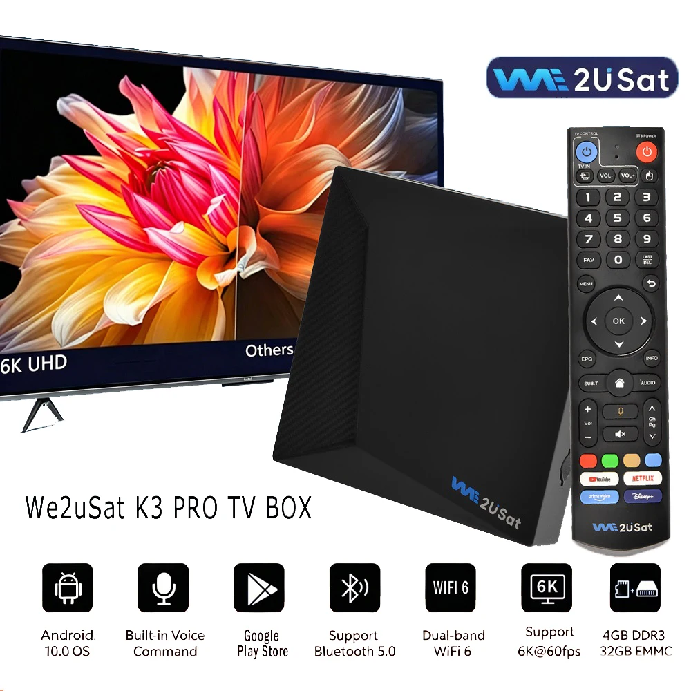 НОВИНКА: ТВ-приставка We2USat K3 PRO 6K HDR на Android 10.0 со встроенным Wi-Fi 6 (2.4ГГц/5ГГц), Bluetooth 5.0, 4ГБ+32ГБ — Смарт-ТВ-приставка для стриминга (для США)
НОВИНКА: ТВ-приставка We2USat K3 PRO 6K HDR на Android 10.0 со встроенным Wi-Fi 6 (2.4ГГц/5ГГц), Bluetooth 5.0, 4ГБ+32ГБ — Смарт-ТВ-приставка для стриминга (для США)