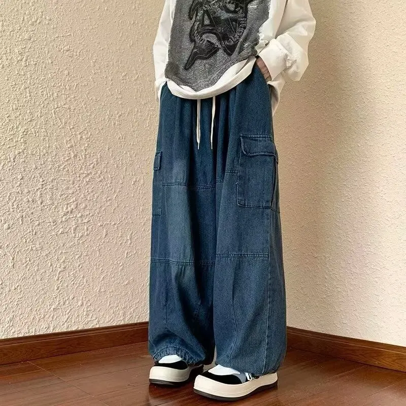 Harajuku Men's American Style Loose Hip Hop Baggy Jeans Casual Big Pocket Workwear Denim Washed Straight Pants Male Streetwear
Harajuku Men's American Style Loose Hip Hop Baggy Jeans Casual Big Pocket Workwear Denim Washed Straight Pants Male Streetwear