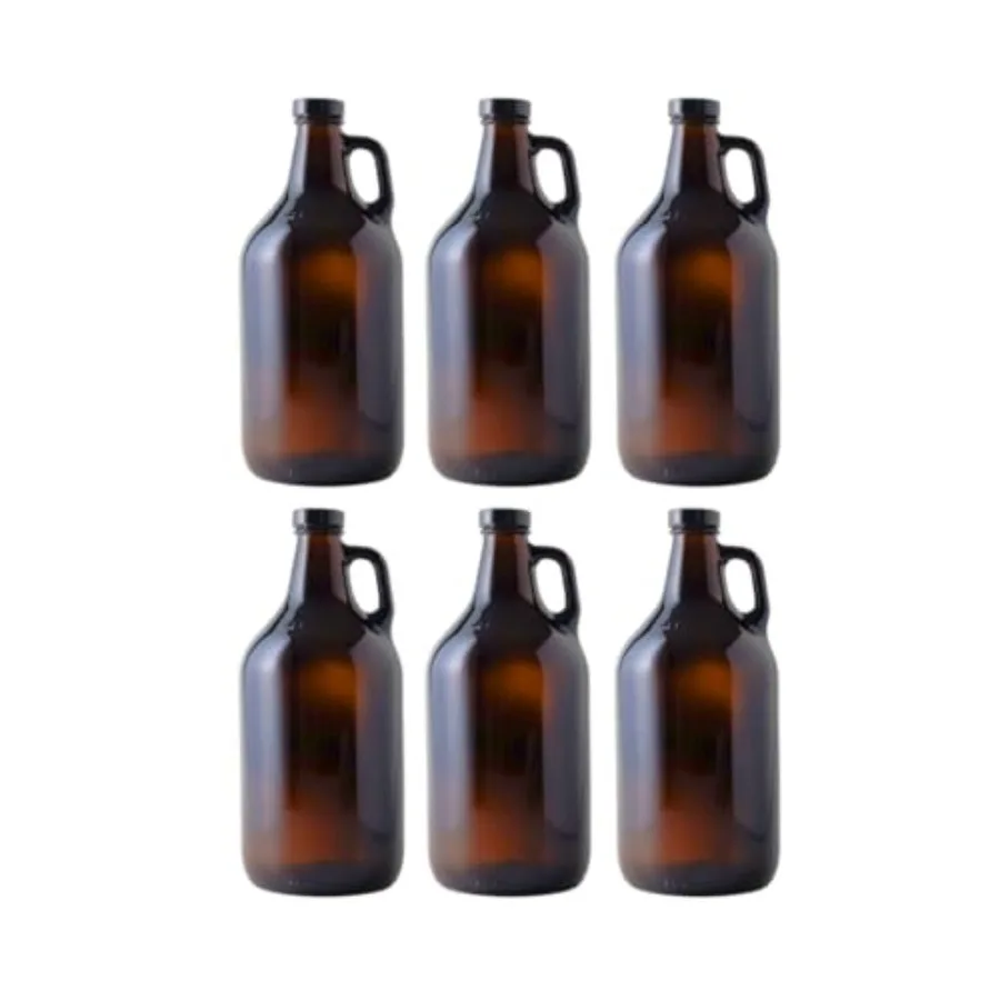 1/2 Gallon Amber Growlers Case of 6 64oz Brown with 6 Polyseal Caps
1/2 Gallon Amber Growlers Case of 6 64oz Brown with 6 Polyseal Caps