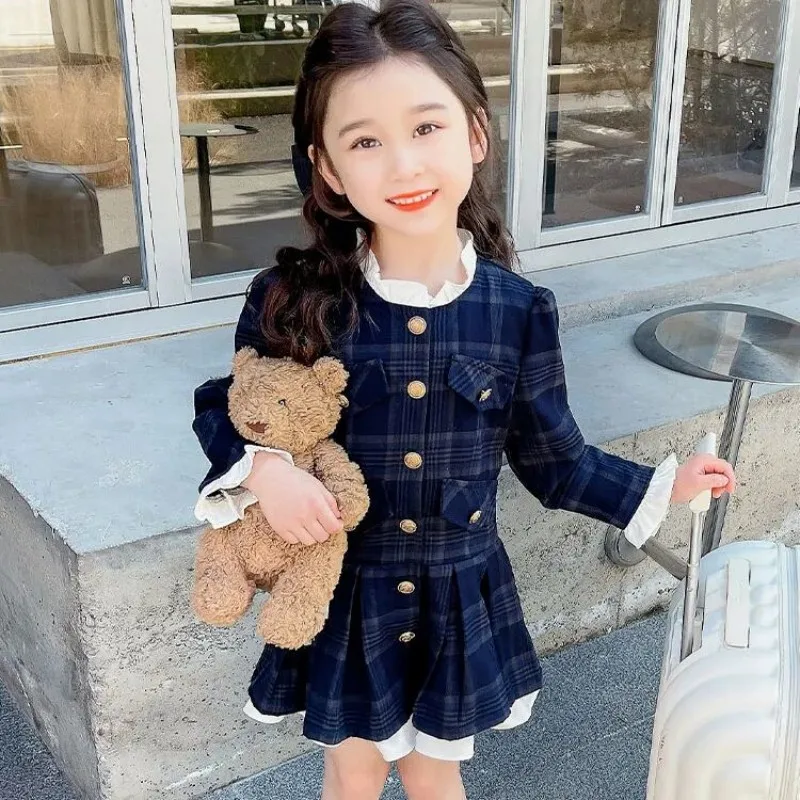 Spring and Autumn Children's Long sleeved Dress New Style Baby pleated Dress Girls' Checkered Princess Dress
Spring and Autumn Children's Long sleeved Dress New Style Baby pleated Dress Girls' Checkered Princess Dress
