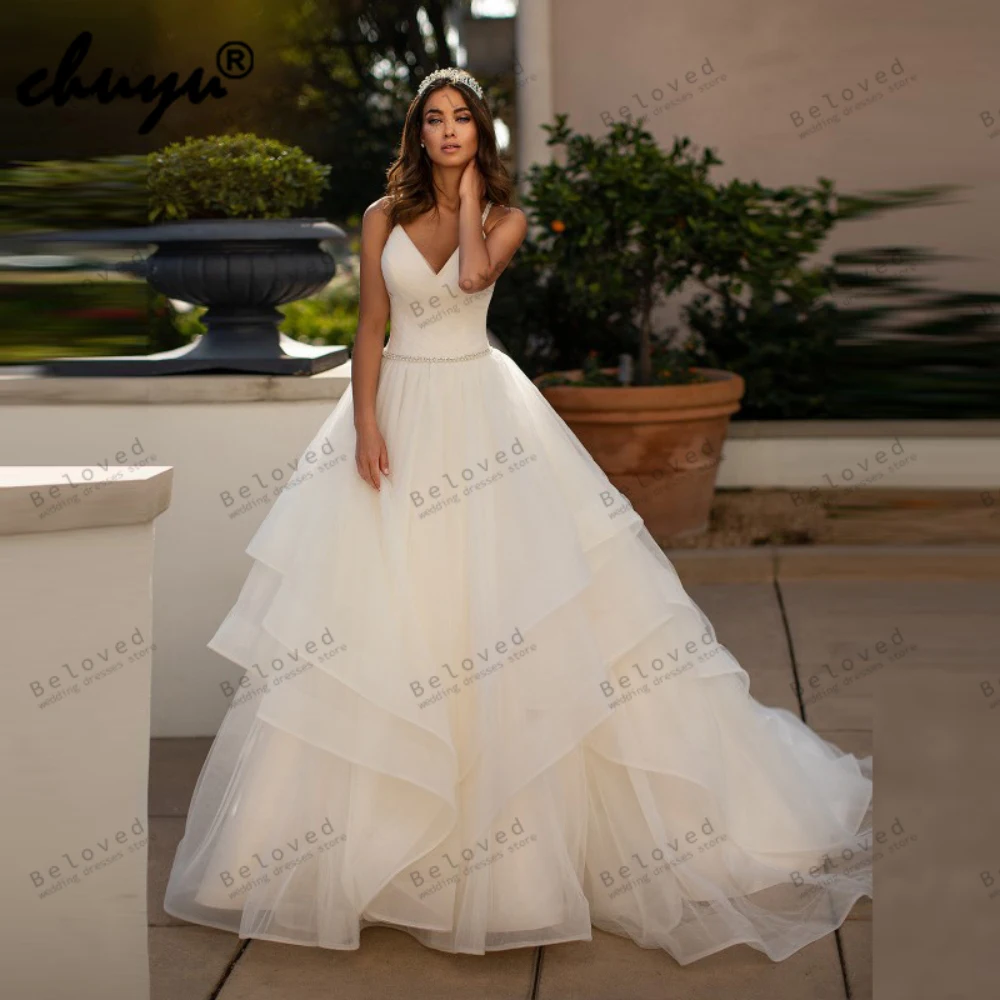 Graceful Wedding Dresses A-Line Tulle Tiered Bridal Gowns Sleeveless Backless Robes For Formal Party Elegant Vestidos De Novia
Graceful Wedding Dresses A-Line Tulle Tiered Bridal Gowns Sleeveless Backless Robes For Formal Party Elegant Vestidos De Novia