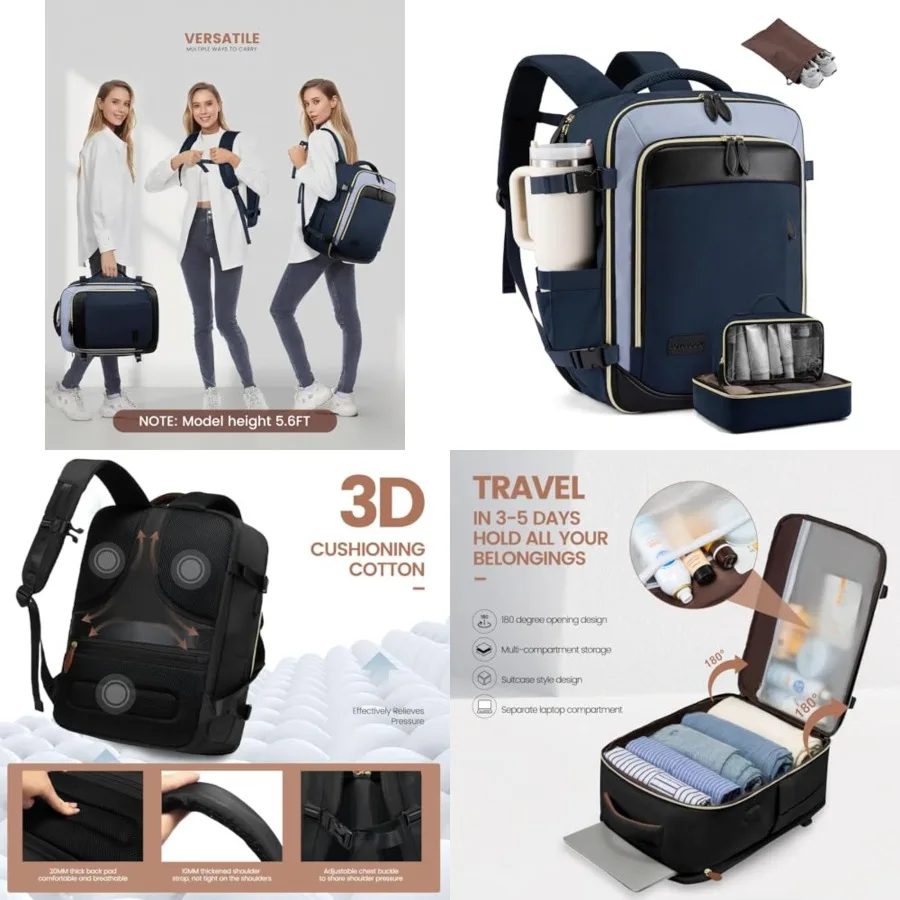 Travel Backpack Carry On Airle Approved, Backpack Packg Cubes, TSA Travel Essentials Carry On Bag, Waterproof Weekender Overnig
Travel Backpack Carry On Airle Approved, Backpack Packg Cubes, TSA Travel Essentials Carry On Bag, Waterproof Weekender Overnig