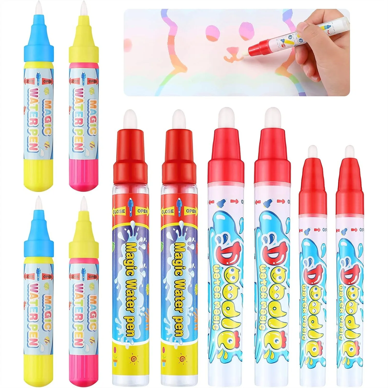 10 Pcs Water Pens for Toddlers Kids Drawing Doodle Markers Refillable with Water for Painting Mat
10 Pcs Water Pens for Toddlers Kids Drawing Doodle Markers Refillable with Water for Painting Mat