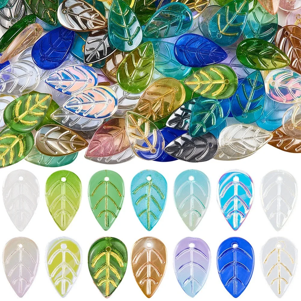 140Pcs 14 Colors Glass Pendants Leaf Mixed Color 17.5~18x11x3~3.5mm Hole: 1~1.2mm 10pcs/color
140Pcs 14 Colors Glass Pendants Leaf Mixed Color 17.5~18x11x3~3.5mm Hole: 1~1.2mm 10pcs/color