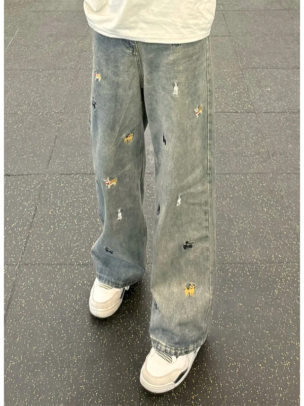 Fun Embroidered Dog Straight Leg Jeans Men's Retro American Design Slimming Wide Leg Micro Flared Pants Youth Faion
Fun Embroidered Dog Straight Leg Jeans Men's Retro American Design Slimming Wide Leg Micro Flared Pants Youth Faion