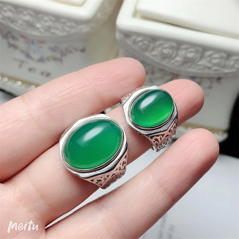 Natural Green Chalcedony Ring 925 Silver Women Men's Ring Unisex Ring with Certificate
Natural Green Chalcedony Ring 925 Silver Women Men's Ring Unisex Ring with Certificate