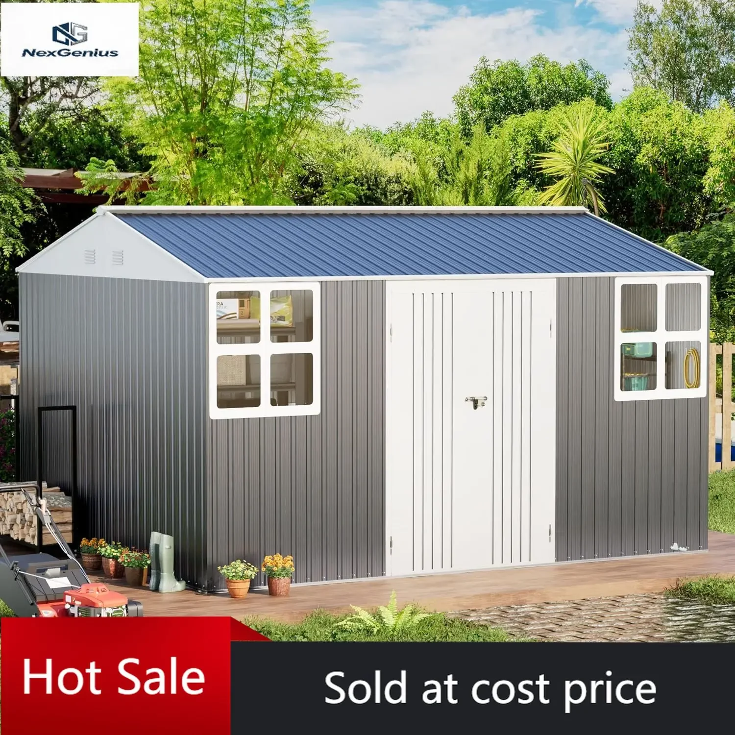 12x10 FT Metal Shed Heavy-Duty | Military-Grade 20-Gauge Reinforced Frame with Powder Coating | 50 PSF Snow Load & 120 MPH Wind
12x10 FT Metal Shed Heavy-Duty | Military-Grade 20-Gauge Reinforced Frame with Powder Coating | 50 PSF Snow Load & 120 MPH Wind