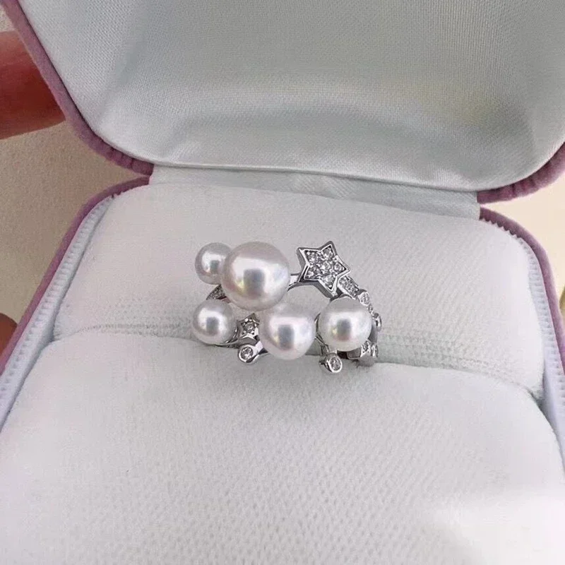 Wishing of Stars Natural Freshwater Pearl Ring with Multi Bead Style Inlaid with Zircon Temperament Adjustable Opening Ring Gift
Wishing of Stars Natural Freshwater Pearl Ring with Multi Bead Style Inlaid with Zircon Temperament Adjustable Opening Ring Gift