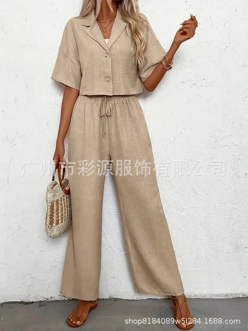 Elegant Solid Color Two-piece Set Of Fashionable Women's Spring Summer New Casual Suit Jacket+lace Up Wide Leg Pants Set
Elegant Solid Color Two-piece Set Of Fashionable Women's Spring Summer New Casual Suit Jacket+lace Up Wide Leg Pants Set