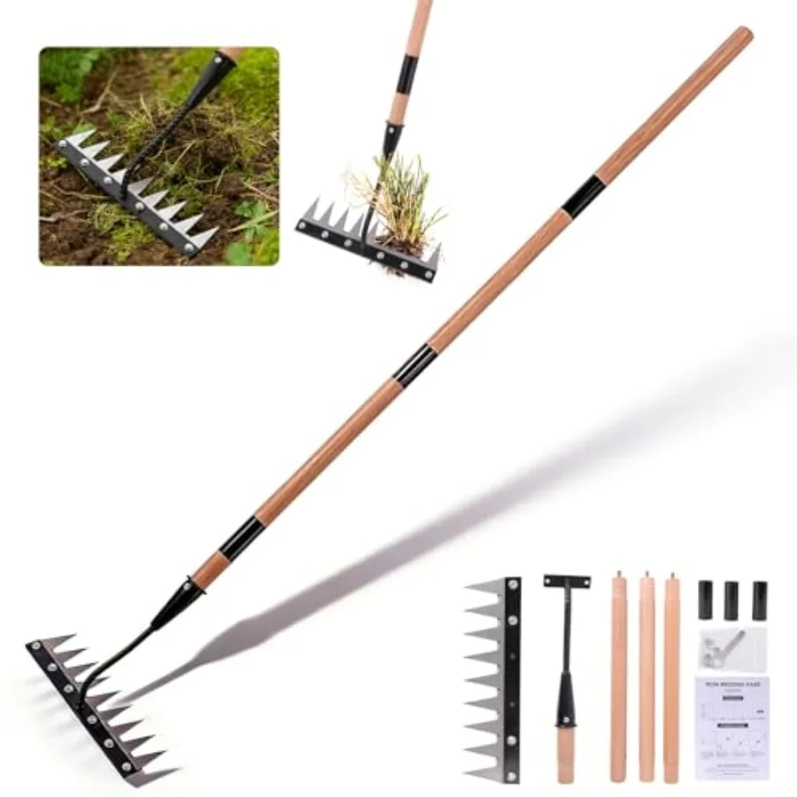 Gardenia Iron Weeding Rake with Handle 3.0, Heavy Duty Iron Rake for Gardening and Weeding, 2026 Upgraded 9-Tine Garden Weed Pu
Gardenia Iron Weeding Rake with Handle 3.0, Heavy Duty Iron Rake for Gardening and Weeding, 2026 Upgraded 9-Tine Garden Weed Pu
