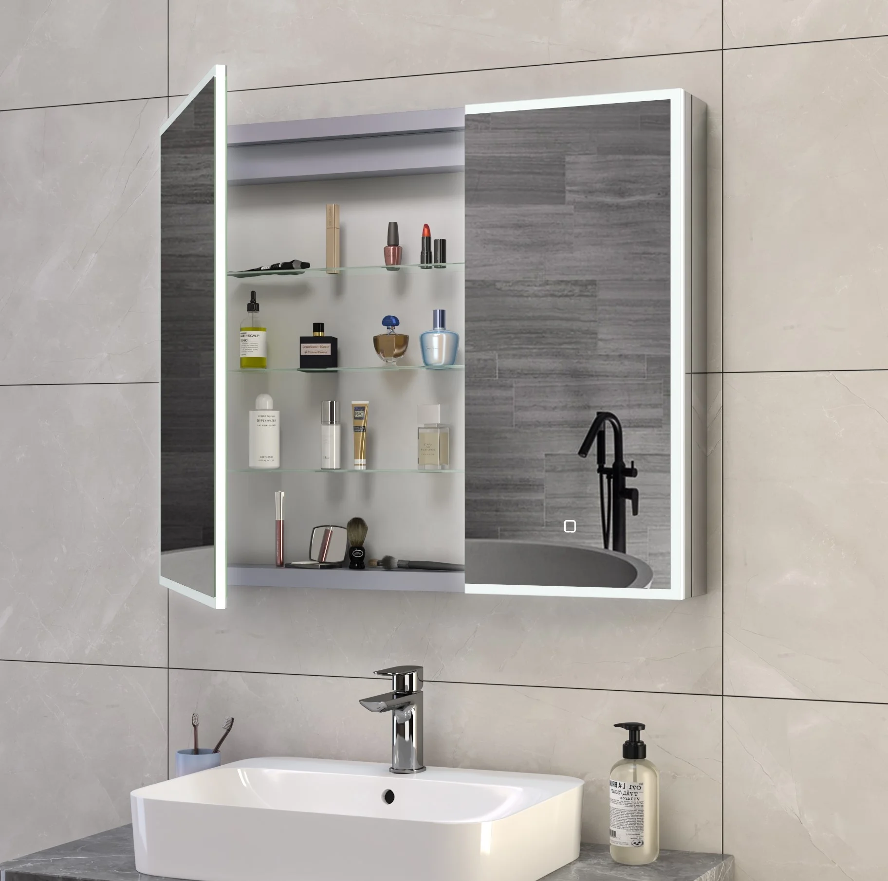 China Factory LED Illuminated Defogger Wall Mounted Stainless Steel Medicine Cabinets For Living Room & Bathroom
China Factory LED Illuminated Defogger Wall Mounted Stainless Steel Medicine Cabinets For Living Room & Bathroom