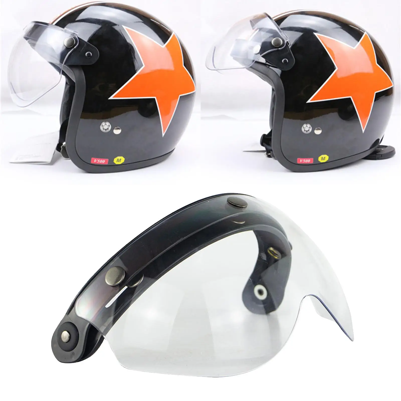 Flip Up Motorcycle Helmet Visor Shield PC Bubble Lens 3 Snap Universal Fit for Helmet Accessories
Flip Up Motorcycle Helmet Visor Shield PC Bubble Lens 3 Snap Universal Fit for Helmet Accessories