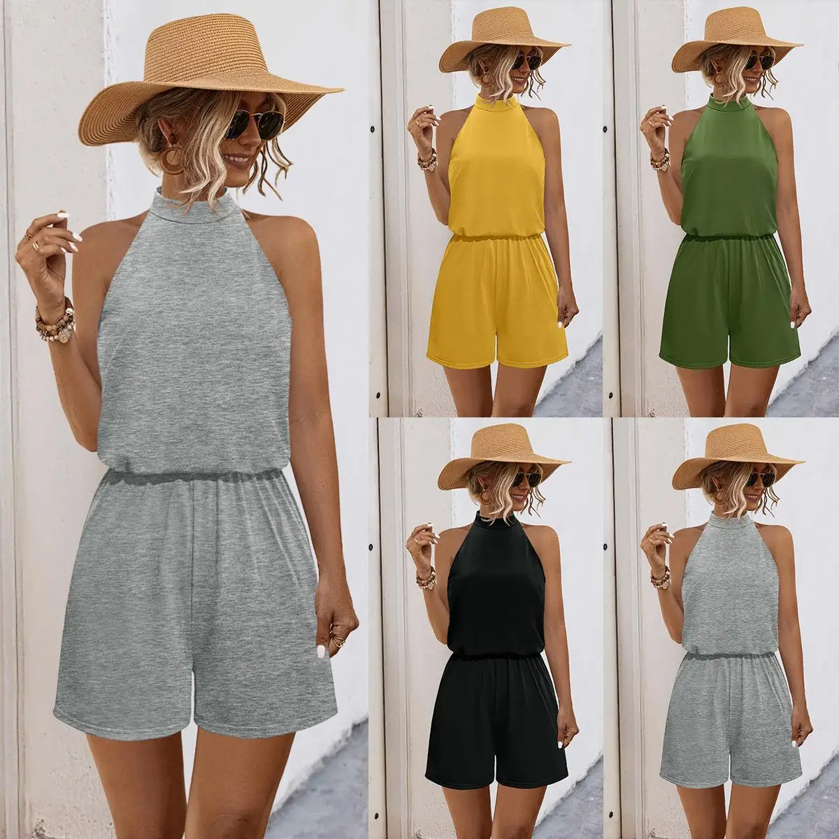 Женский комбинезон с открытыми плечами, повседневные прямые брюки из полиэфирного волокна с высокой талией, летняя коллекция
Женский комбинезон с открытыми плечами, повседневные прямые брюки из полиэфирного волокна с высокой талией, летняя коллекция