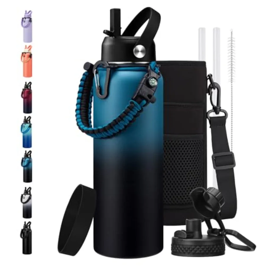 Insulated Water Bottle - Keep Cold 48H and Hot-24H Metal Water Bottle with Straw and Auto Spout Lid Paracord Handle Bottles Car
Insulated Water Bottle - Keep Cold 48H and Hot-24H Metal Water Bottle with Straw and Auto Spout Lid Paracord Handle Bottles Car
