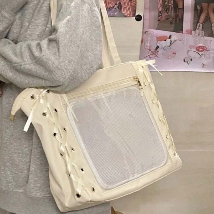 New Ribbon Large Capacity Japanese Style Simple Gentle Girl Anime Soft Leather Itabag Transparent Single Shoulder Women's Bags
New Ribbon Large Capacity Japanese Style Simple Gentle Girl Anime Soft Leather Itabag Transparent Single Shoulder Women's Bags