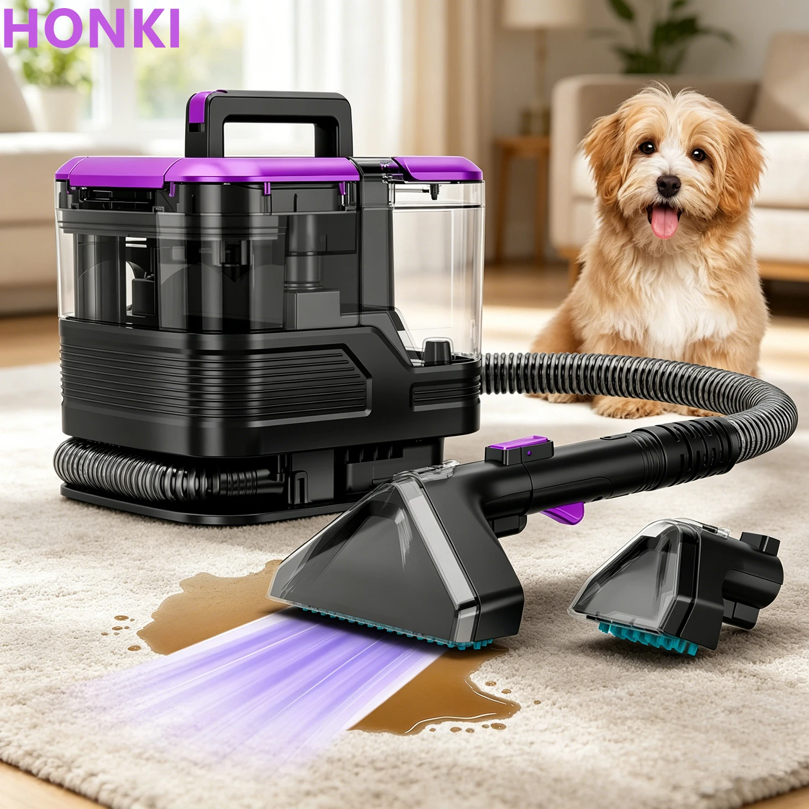 Honki 530W Carpet Cleaner Machine 20KPa Strong Suction Handheld Multifunctional Cleaner for Pet Hair Upholstery Sofa Mat Bed Self-cleaning Energy-saving Portable Wet and Dry Deep Cleaning Appliances
Honki 530W Carpet Cleaner Machine 20KPa Strong Suction Handheld Multifunctional Cleaner for Pet Hair Upholstery Sofa Mat Bed Self-cleaning Energy-saving Portable Wet and Dry Deep Cleaning Appliances