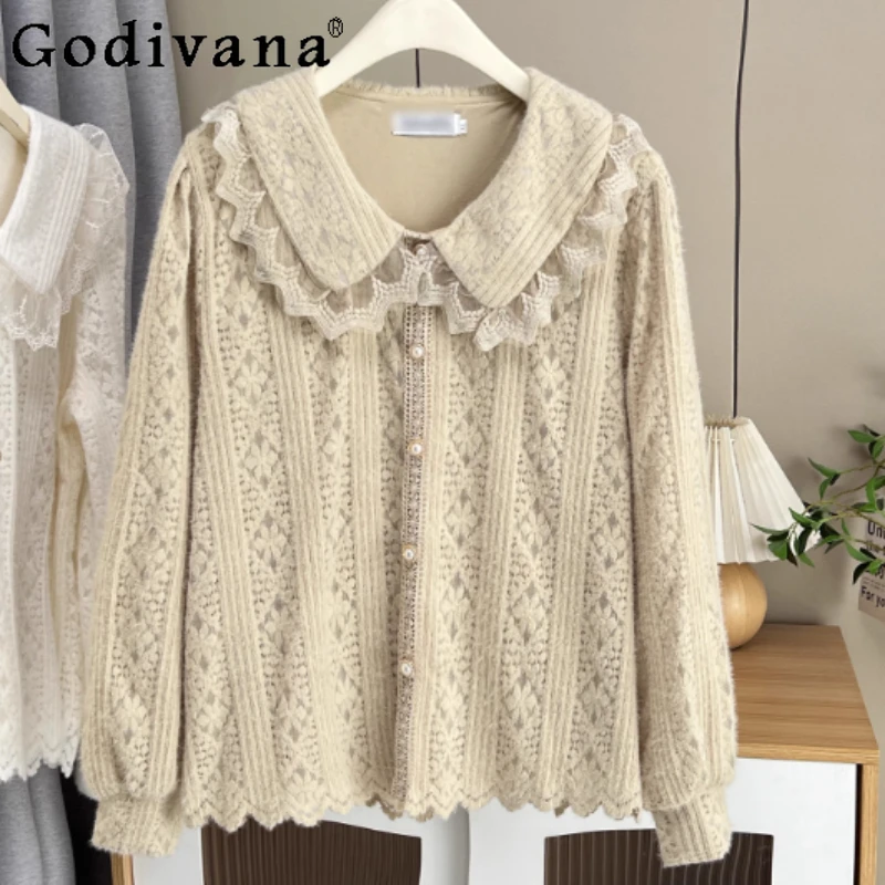 Большой размер для девочек, осенне-зимняя темпераментная универсальная рубашка в стиле Лолиты, милые утолщенные рубашки с кружевным воротником Питера Пэна
Большой размер для девочек, осенне-зимняя темпераментная универсальная рубашка в стиле Лолиты, милые утолщенные рубашки с кружевным воротником Питера Пэна