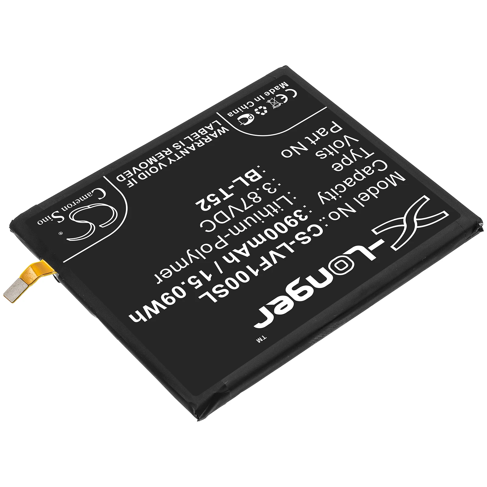 Replacement 3.87V 3900mAh Mobile, SmartPhone Battery BL-T52 for LG Wing 5G F100 F100VM1 F100N F100VMY F100EMW LMF100N
Replacement 3.87V 3900mAh Mobile, SmartPhone Battery BL-T52 for LG Wing 5G F100 F100VM1 F100N F100VMY F100EMW LMF100N