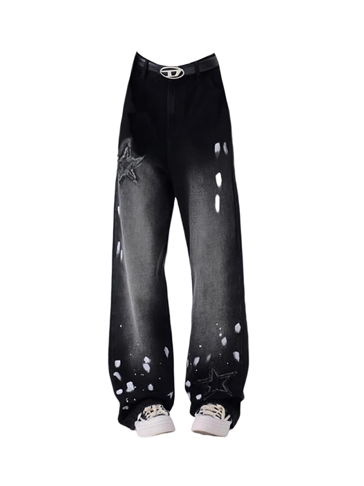Women Embroidery Black Jeans Simple Wide Leg High Waist Baggy Pants Y2k Streetwear Harajuku Loose Denim Trousers BF Style Gothic
Women Embroidery Black Jeans Simple Wide Leg High Waist Baggy Pants Y2k Streetwear Harajuku Loose Denim Trousers BF Style Gothic