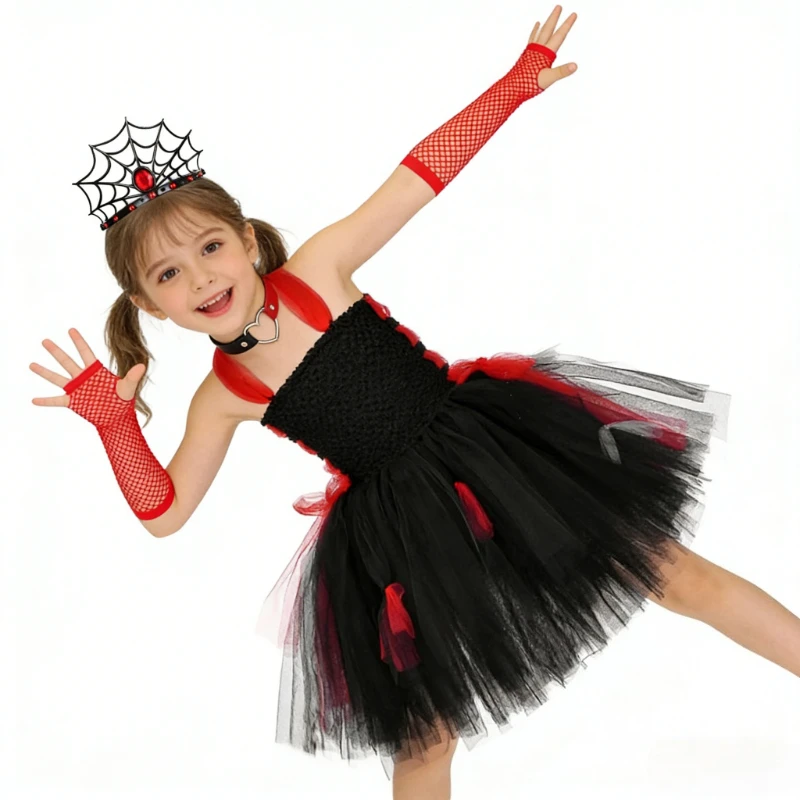 Devil Vampire Halloween Costumes Girls Carnival Party Outfit with Crown Bow Neck Ring Gloves Kids Scary Zombie Cosplay Dresses
Devil Vampire Halloween Costumes Girls Carnival Party Outfit with Crown Bow Neck Ring Gloves Kids Scary Zombie Cosplay Dresses